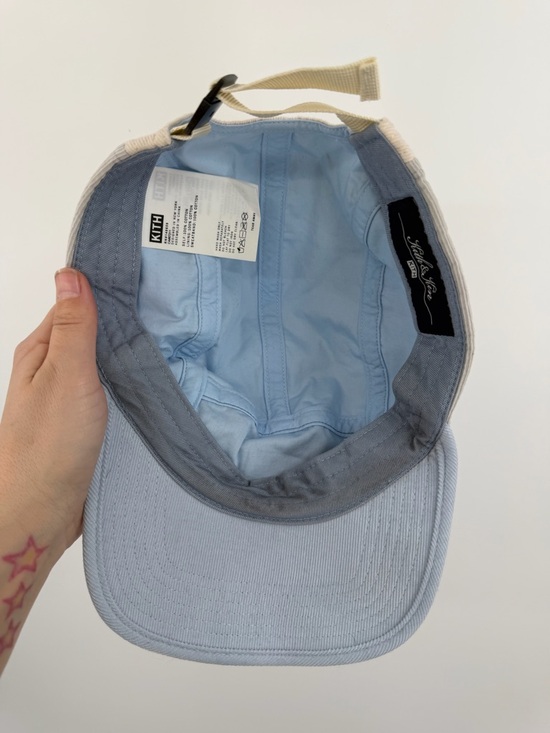 Kith Panelled Corduroy Camper Hat Blue Cream 100% Cotton - Picture 2 of 8